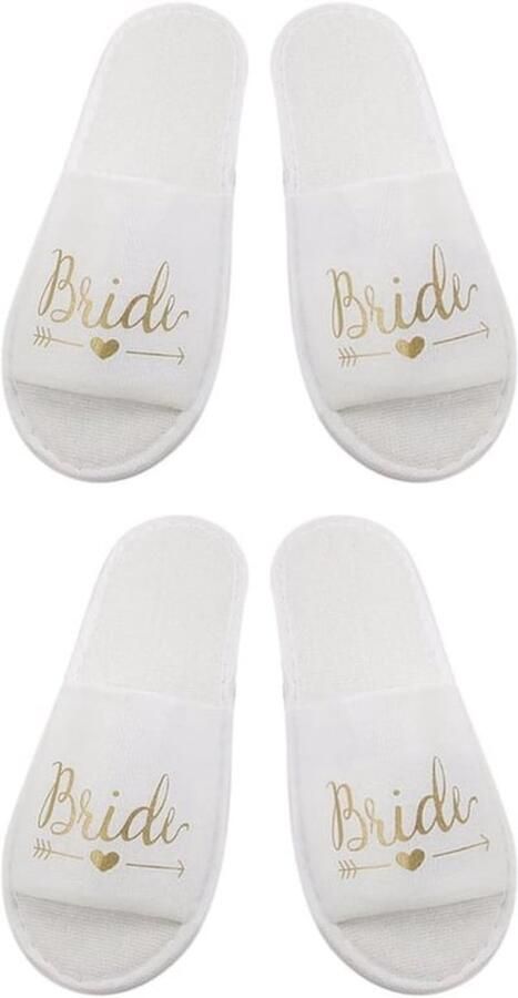 Bruids Slippers 2 Paar Koraal Fleece Wit Zacht Comfortabel Geschikt Voor Bruiloften 28*