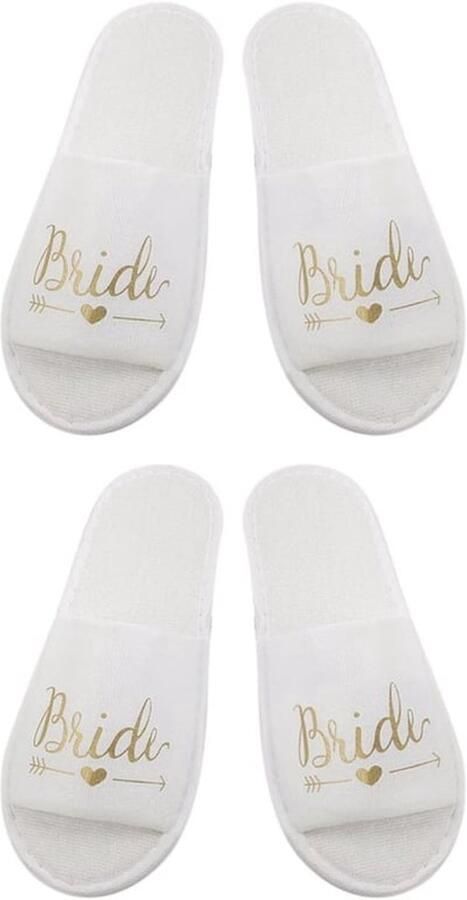 Bruids Slippers 2 Paar Koraal Fleece Wit Zacht Comfortabel Geschikt Voor Bruiloften 28*