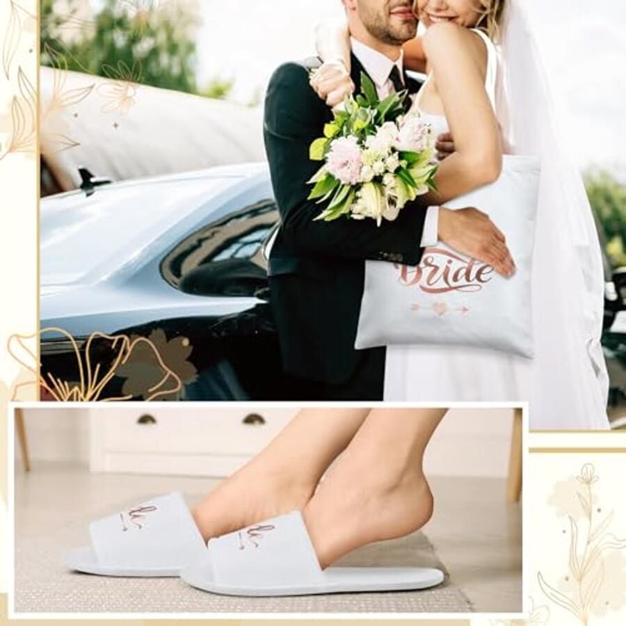 Bruidscadeauset Canvas Draagtassen met Spa Pantoffels x