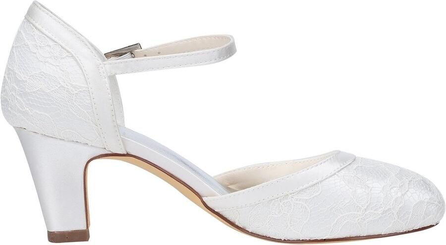 Bruiloft Ivoor Schoenen Dames Kant Satijn Stiletto Hakken Pompen Sandalen