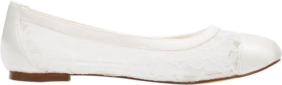 Bruiloft Schoenen Platte Ivoor Pompen Ronde Instapper Bruids Schoenen - Foto 1