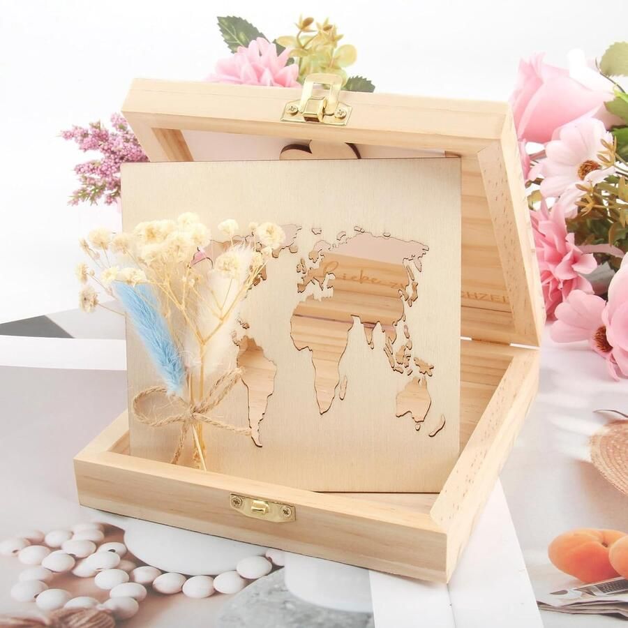 Bruiloft set hout huwelijksgeschenk geld Bruiloftscadeaus voor bruidspaar huwelijkscadeau met wereldkaart geldgeschenken voor bruiloft verloving en huwelijksreis