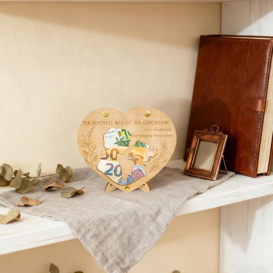 Bruiloft Wensen voor het Bruidspaar Persoonlijke Boodschap Houten Hart Verpakking