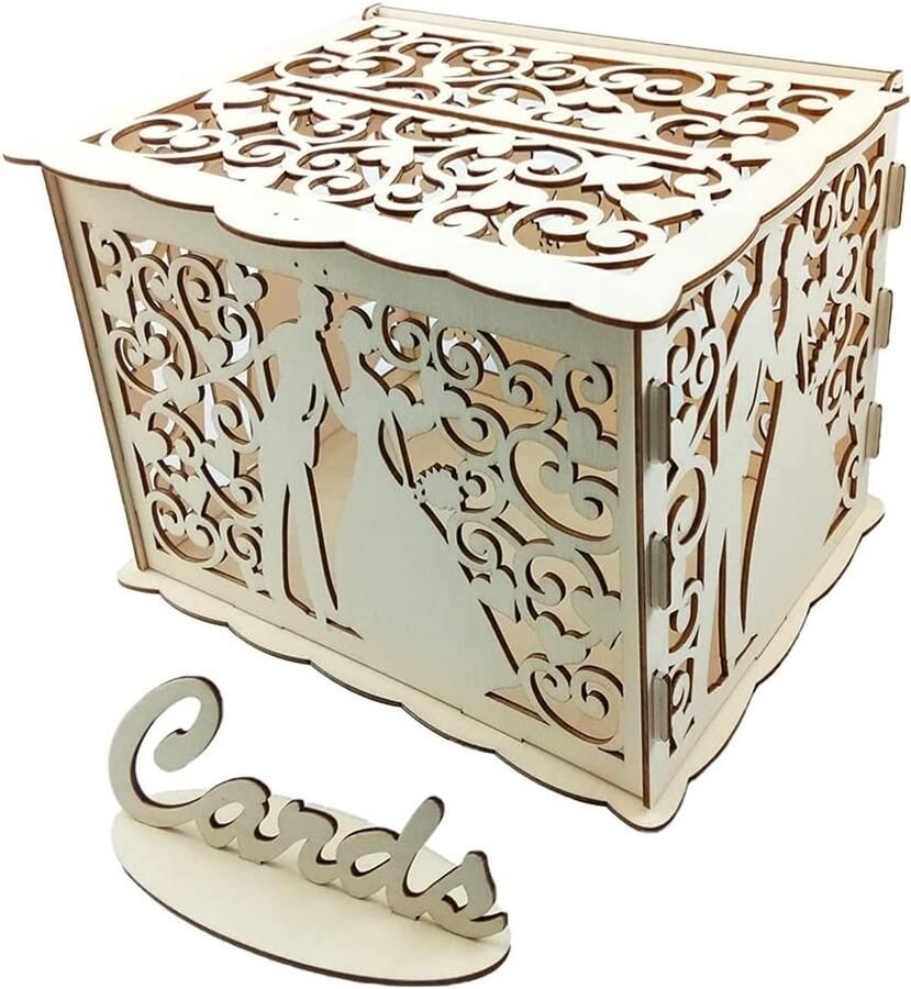 Bruiloftskaartenbox hout rustieke bruiloftsdecoraties en landelijke bruiloftsdecoraties kaartenbox met slot voor bruiloftsreceptie bruidsfeest en jubileum