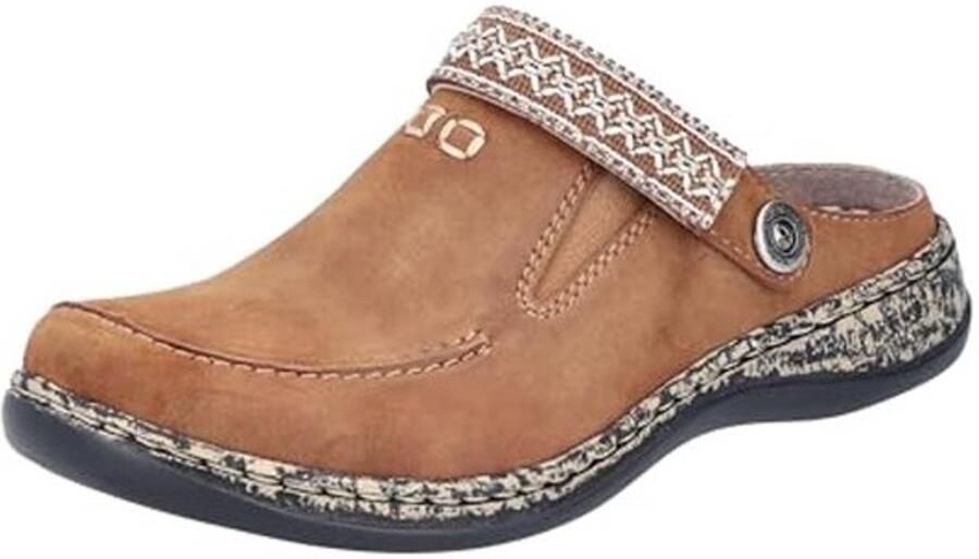 Bruine instapschoenen voor dames Vlechtwerk en klittenbandsluiting