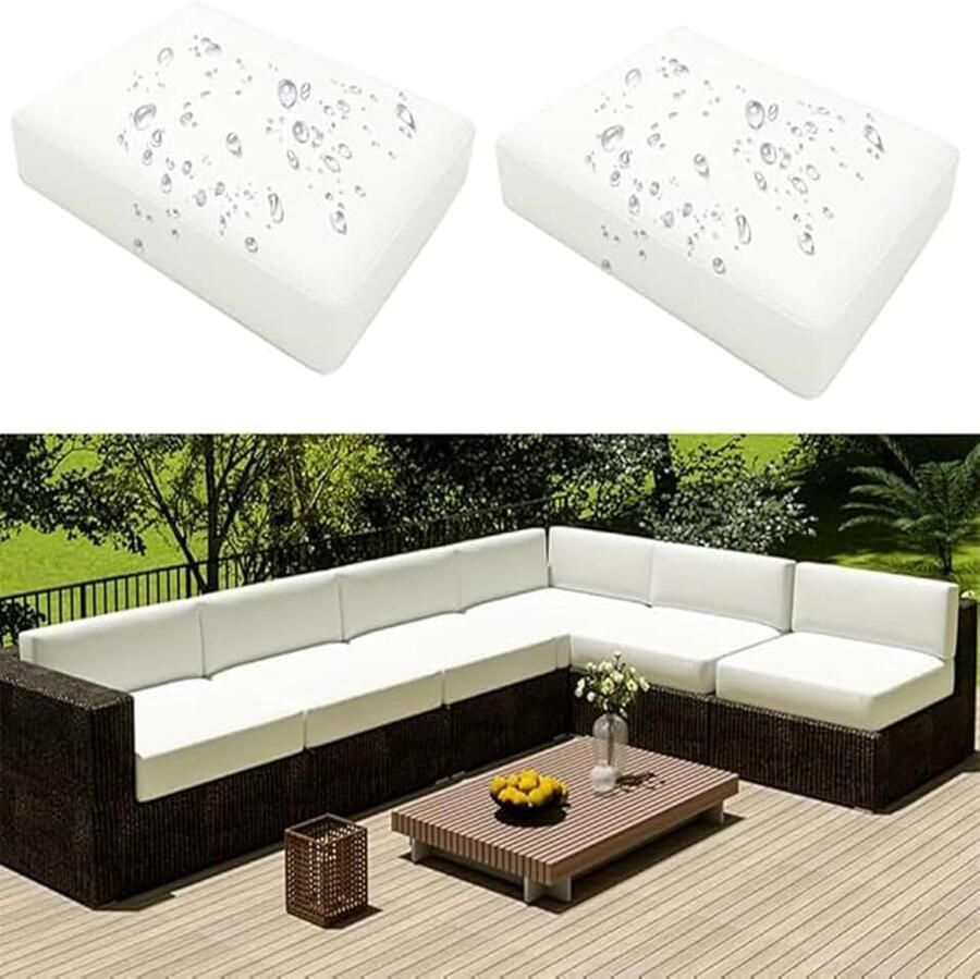 Outdoor kussensloop voor bank waterdicht met ritssluiting terrasstoel afneembaar weerbestendig bankovertrek voor tuin meubels rotan 65 x 65 x wit