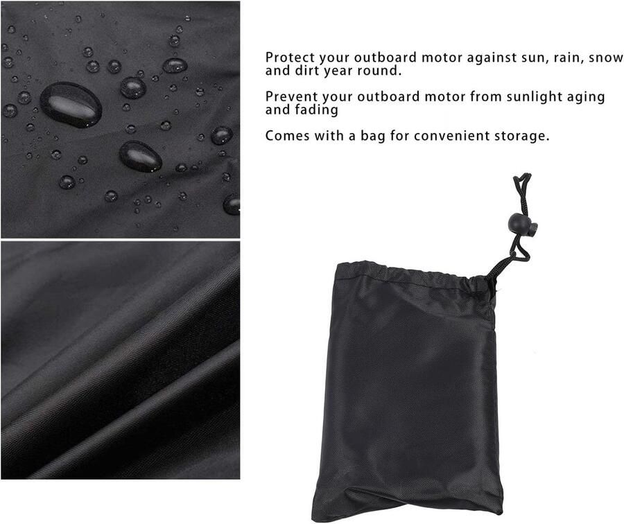 Buitenboordmotorhoes Polyester 15-20 PK 240g Winddicht en Zonnedicht Beschermhoes met Opbergtas voor Buitenboordmotoren en Boot Accessoires