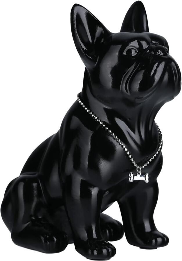 Bulldog-beeldje zittende zwarte bulldog sculptuur voor woondecoratie Engelse bulldog woonkamer bureau decoratie moderne kunstverzameling zwart