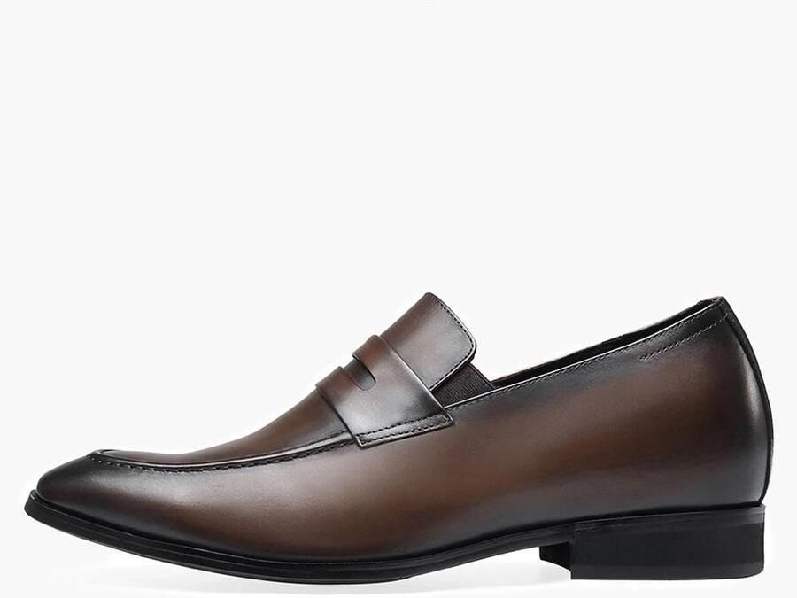 Business Casual herenschoenen met onzichtbare binnenverhoging Oxford & Derby van kalfsleer ademend en licht zwart bruin