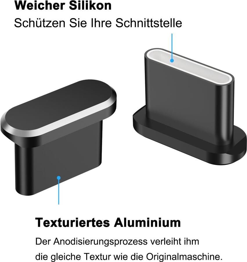 C stofbescherming voor iPhone 17 17 Pro 4 aluminium + 4 siliconen beschermkappenset met opbergdoos en reinigingsborsteltje (zwart)