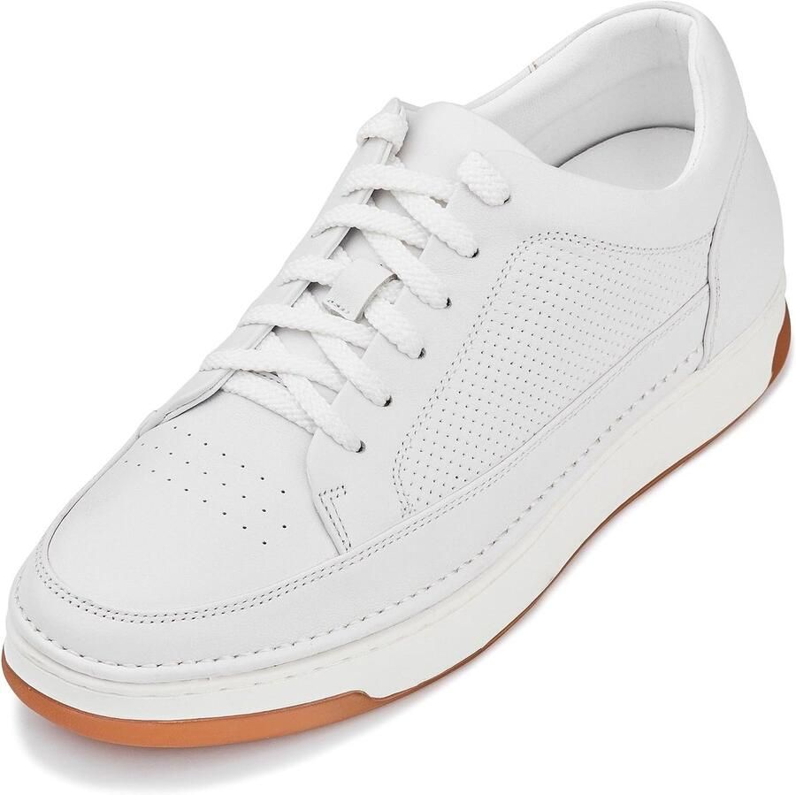 Mannen onzichtbare hoogte toenemende lift schoenen premium lederen veterschoenen mode sneakers 2 6 inch groter Witte Off White Gum Sole 39.5