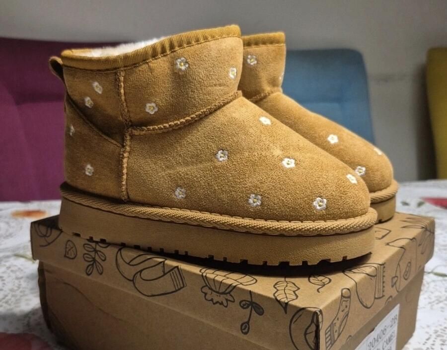 Camel winterboots met bloemetjes - Foto 2