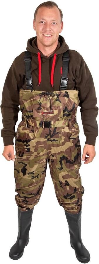 Waterdicht Camouflage Waadpak met PVC Laarzen Maten