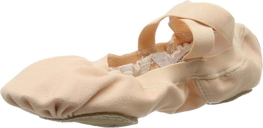 Canvas Dames Balletschoenen met Elastische Banden Gespleten Zool voor Flexibiliteit Roze