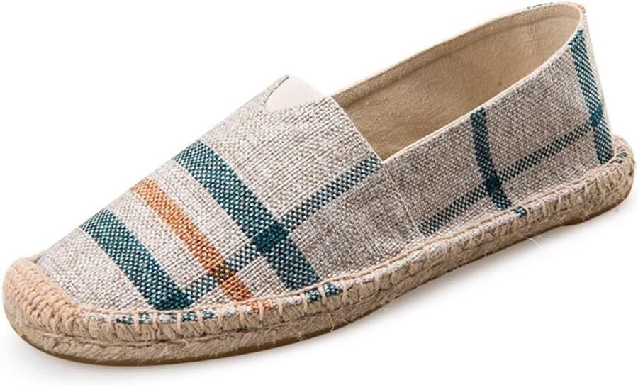 Canvas Espadrilles Heren Instappers Canvas Casual Zomer Handgemaakt Traditioneel Multicolor Streep