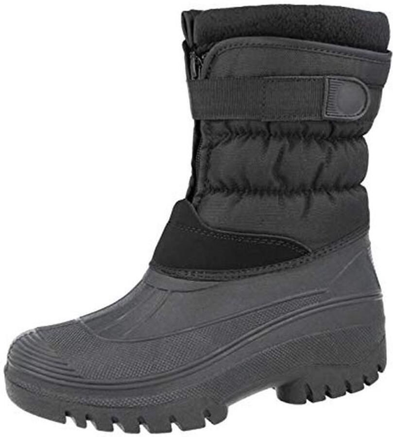 Canvas Gewatteerde Zip Mid Kalf Sneeuwlaarzen Dames Zwart