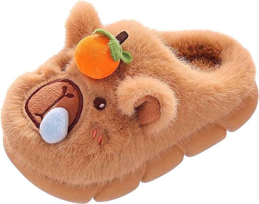 Capybara pluche pantoffels Cartoon pantoffels met dierenmotief schattige cartoon pluchen kinderschoenen schattig cartoonontwerp warme leuke en zachte herfst- winterpantoffels geschikt voor en