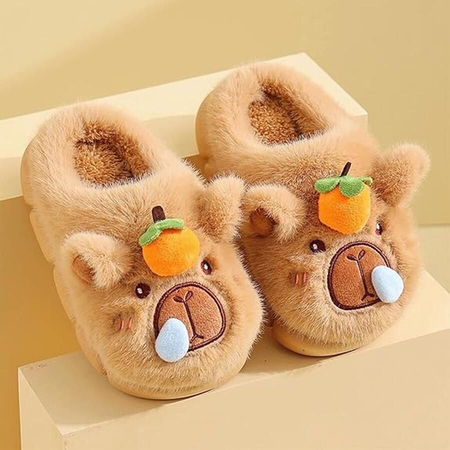 Capybara pluche pantoffels Cartoon pantoffels met dierenmotief schattige cartoon pluchen kinderschoenen met dierenmotief schattig cartoonontwerp warme leuke en zachte herfst- winterpantoffels geschikt voor en