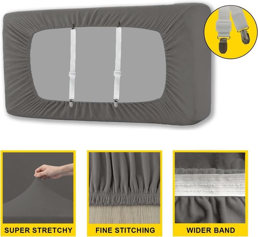Caravan Stoelhoes Stretch Fluweel Bank Kussenhoezen Met 2 Riemen