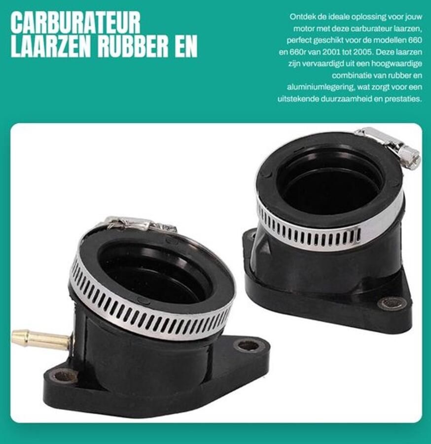 Carburateur Laarzen Rubber Aluminiumlegering 2 Stuks Inlaatspruitstuk Geschikt voor 660 660R 2001-2005 OEM 5LP 135860100 Carburateurbalg