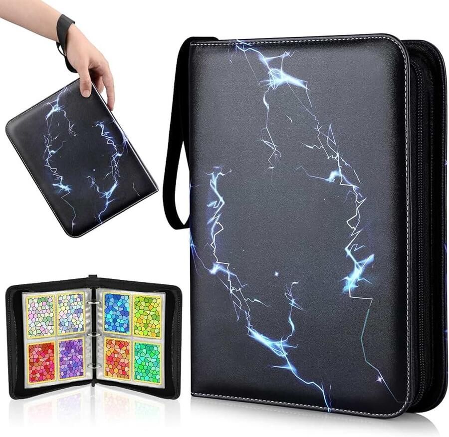 Card Binder met Gesloten Rits 65 Pagina's 520 Pockets Toploader Binder PU Waterdichte Kaartenalbum Dubbelzijdige Kaartenmap voor Pokemon Yu-Gi-Oh MTG Spelkaarten(Minimalistisch)