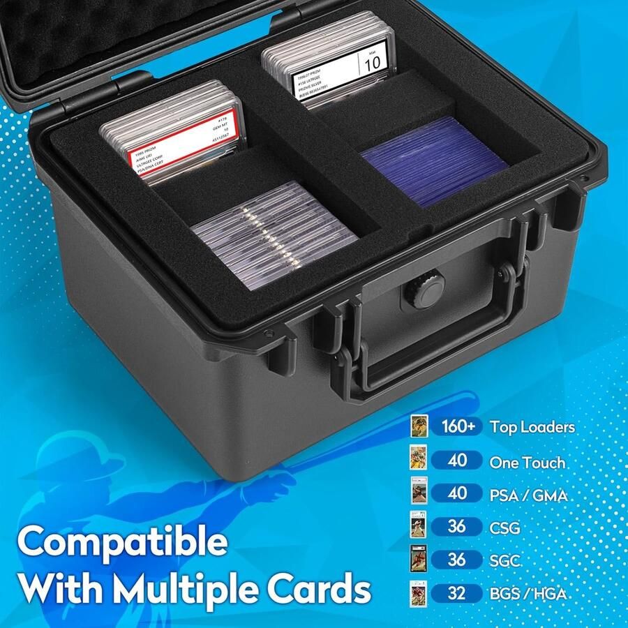 Card Opbergdoos PSA Slab Case Houder Compatibel met 40 Graded Kaarten Top Loader Opslag Harde Hoesjes Waterdichte Trading Card Opbergdozen voor Topladers Sportkaart One Touch