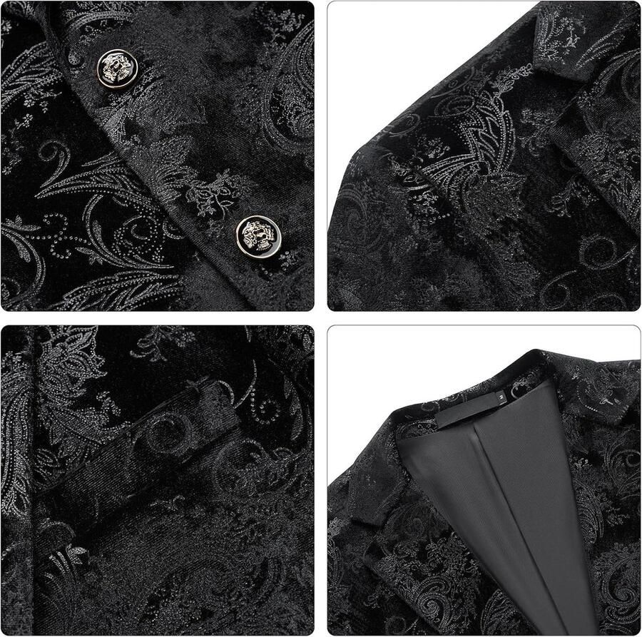 Casual Blazer Paisley Jacquard Bloemenprint Twee Knopen Stijlvolle Jassen Chique Tuxedo Dinner Jacket