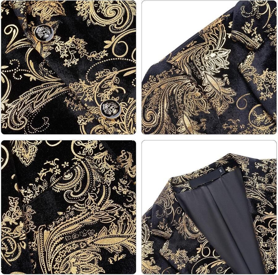 Casual Blazer Paisley Jacquard Bloemenprint Twee Knopen Stijlvolle Jassen Chique Tuxedo Dinner Jacket