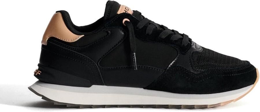 Casual Dames Sneakers Zwart Leer en Textiel
