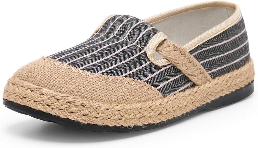 Casual Heren Espadrilles Canvas Platte Schoenen in Klassiek Streepdessin