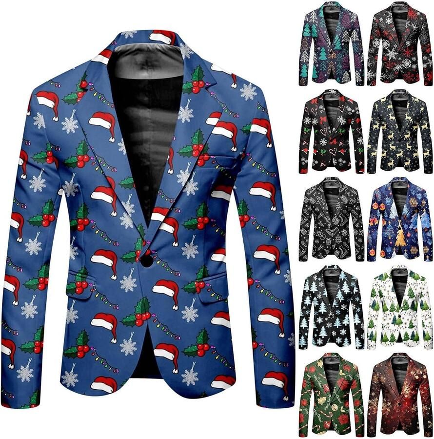 Casual jas met print feestkleding losse pasvorm sportjas met knoopsluiting voor het feestseizoen