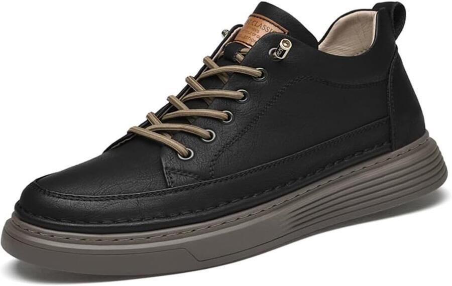 Casual Schoenen Onzichtbare Hoogte Verhogend Leer Elevator Lace Up Sneakers Mode Ademend Comfortabel Lichtgewicht