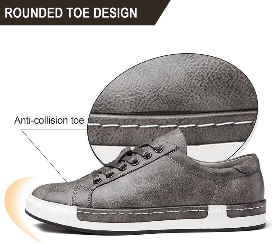 Casual Skateboardschoenen Fashion Lace Up Loafers Anti-Slip Flats Trendy Zakelijk Comfortabele Trainers (Bruin 43 EU)