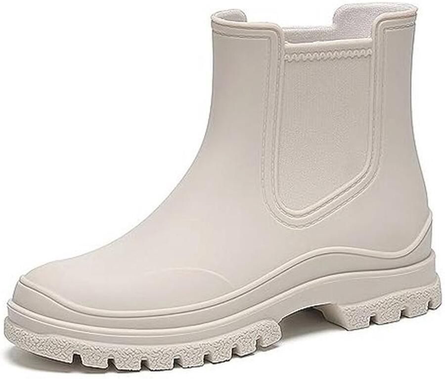 Chelsea Boots Dames Waterdichte Korte Regenlaarzen Slip-On Tuinlaarzen in Zwart