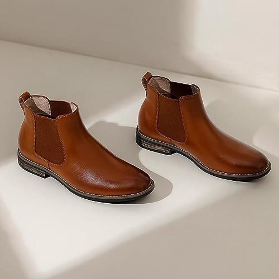 Chelsea Boots Heren Leren Enkellaarsjes Bruin