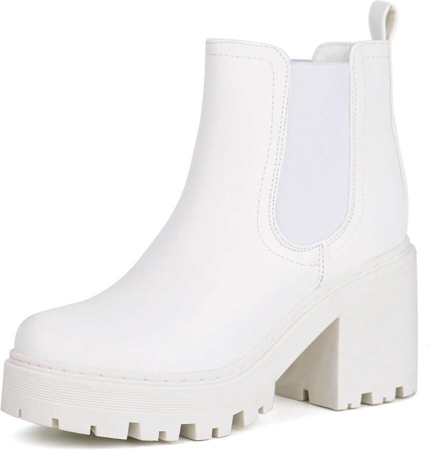 Chelsea Boots Plateau Enkellaarsjes met Blokhak voor Dames