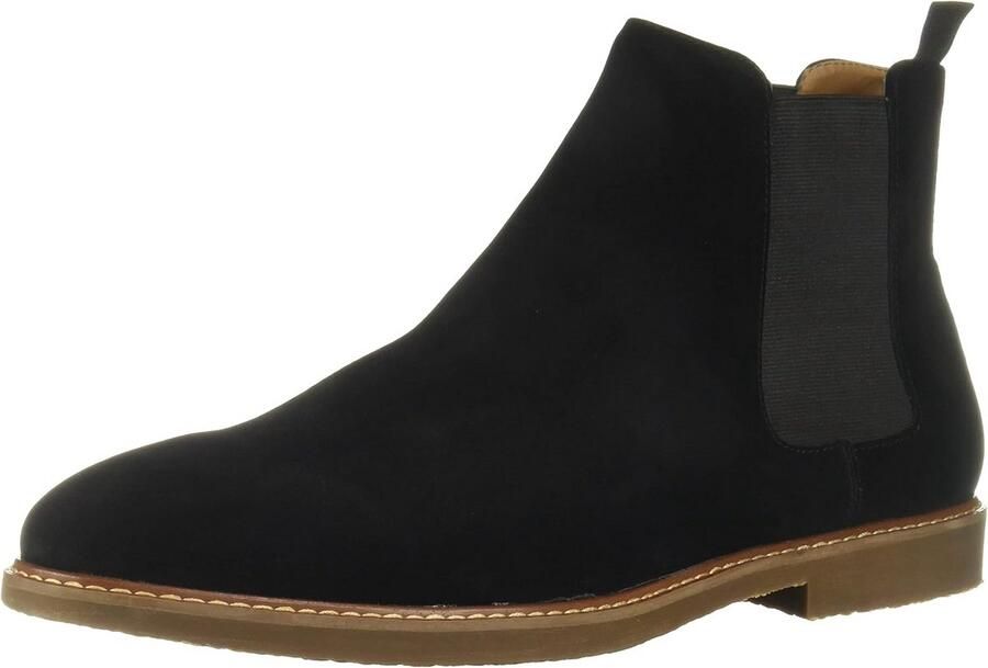 Heren Chelsea Boots Zwart Suede Elastische Instap Laarzen