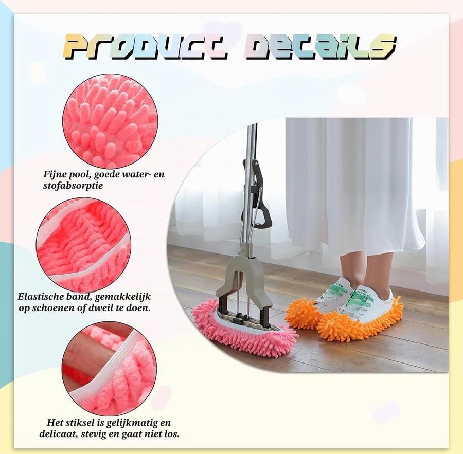 Chenille Mop Slippers 6 Paar Wasbare Schoenhoezen voor Effectieve Vloerreiniging Hoogwaardige en Elastische Schoenbeschermers voor Thuisgebruik