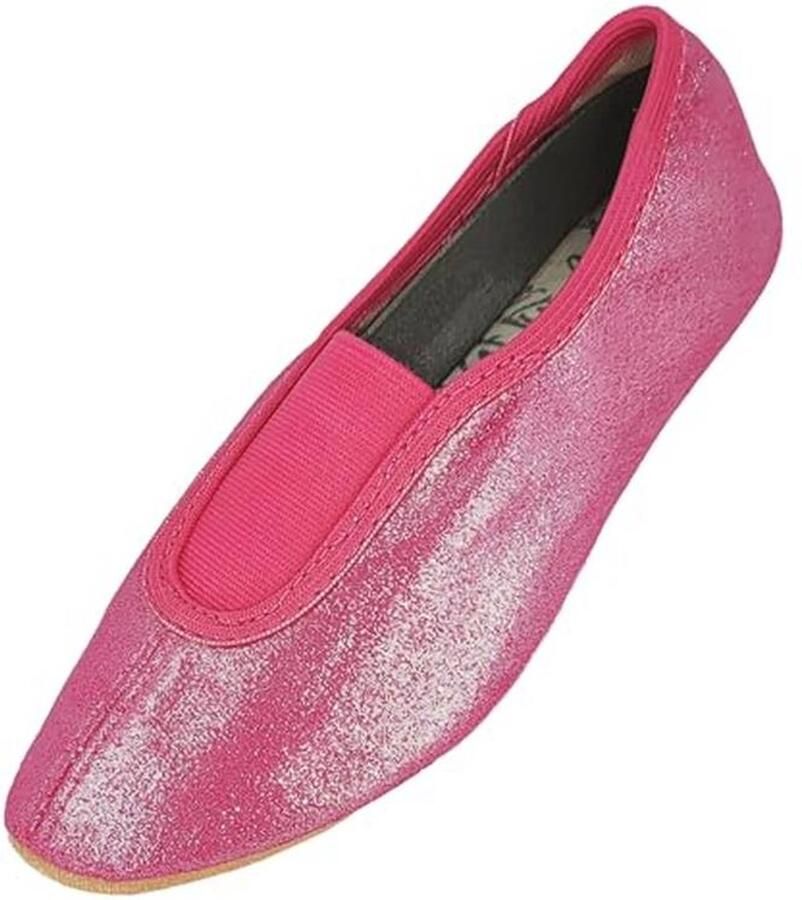 Chic meisjes gymschoenen van glanzend satijn met antislipzool en glitter