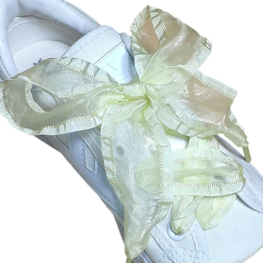 Chiffon Linten voor Schoenen 2 Paar Rimpellinten Breed Geschikt voor Sport- Casual- en Balletschoenen Wit Lang