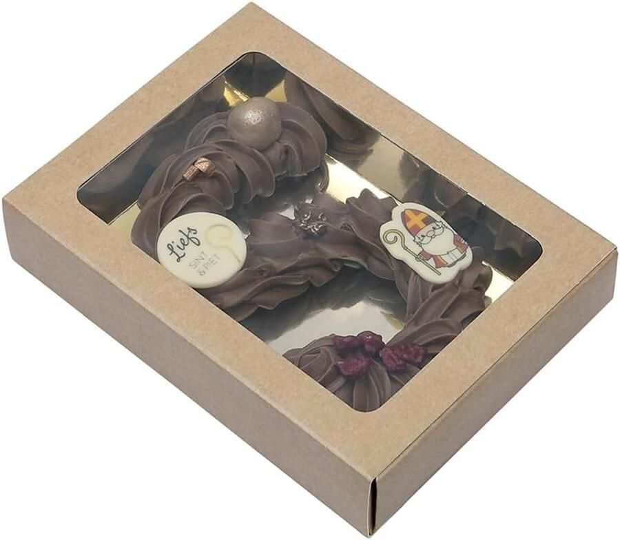 Chocoladeletter Doosjes Klein 15.5x11.5x Kraft Goud Kl Stuks Chocolade Doos