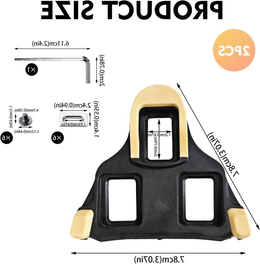 Clamp set voor SPD-SL (geel zwart) met loopdesign geschikt voor 3-holes fietsschoenen optimale grip en comfort