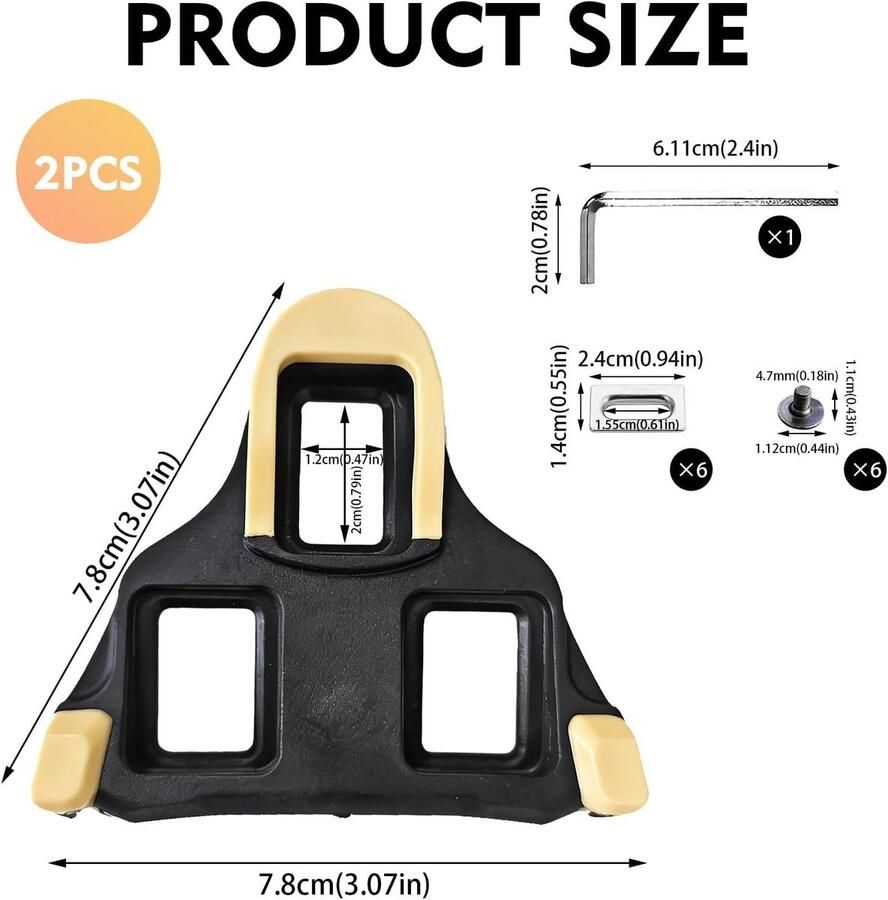 Clamp set voor SPD-SL (geel zwart) met loopontwerp compatibel met 3-gats racefiets schoenen voor optimaal comfort en veiligheid