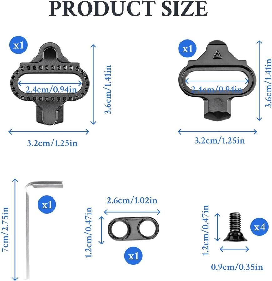 Cleats Set met Antislip Platen voor MTB Pedalen Geschikt voor 2-Hole Fietsschoenen Indoor Cycling en Mountainbiken