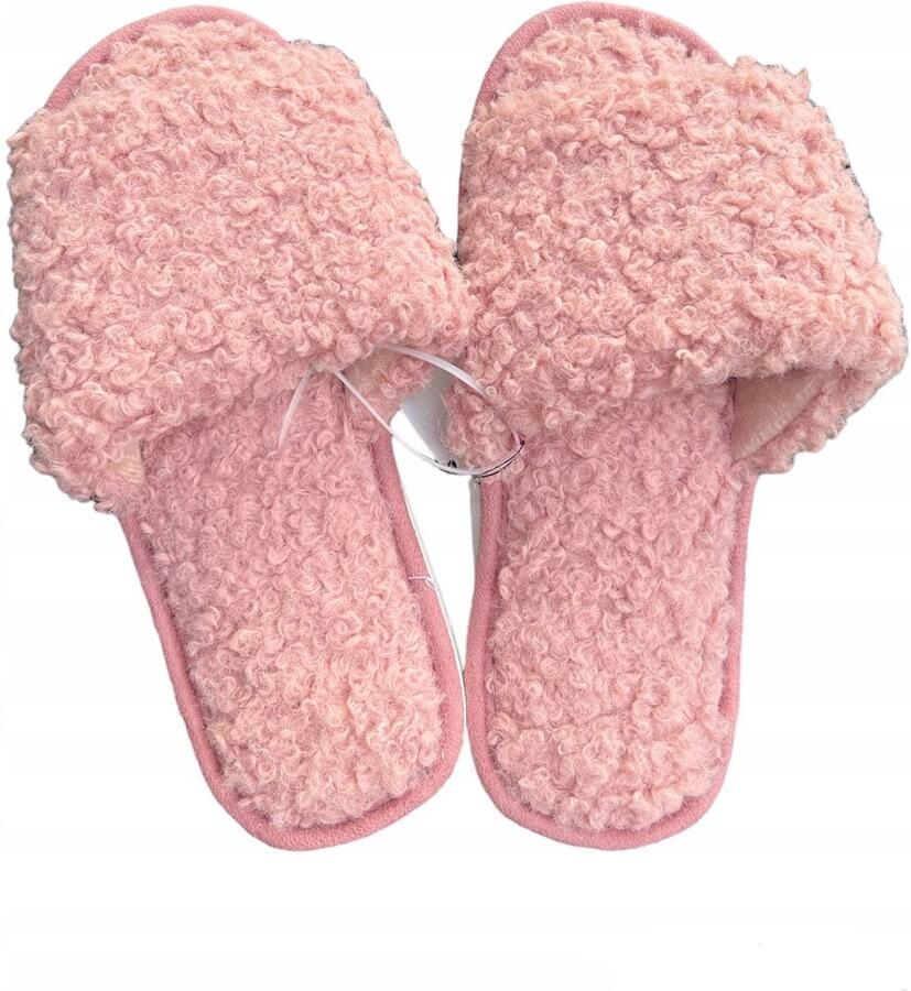 CLEVE dames pantoffels roze met imitatiebont