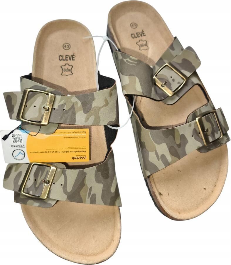CLEVÉ Heren Slippers Camouflage Leer
