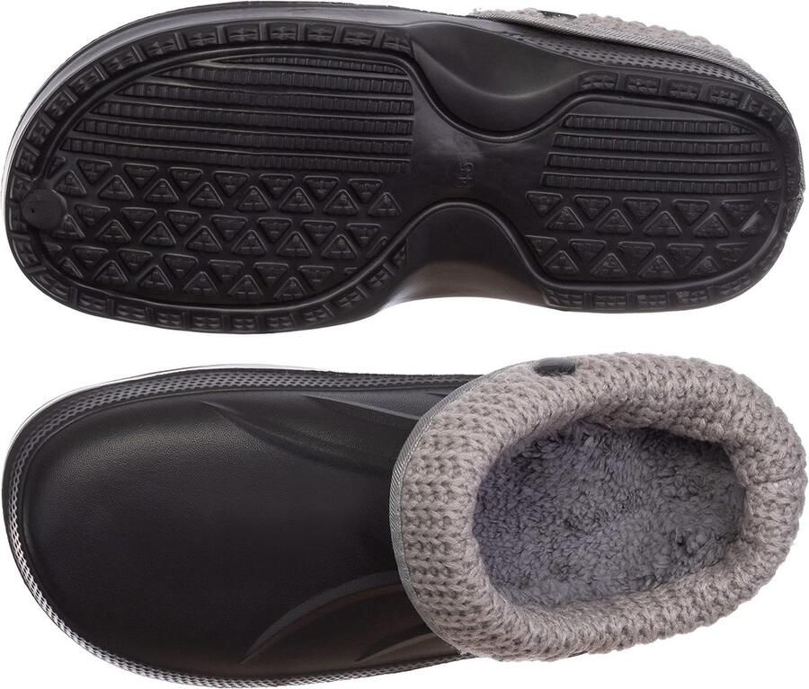 Clogs voor heren winterpantoffels tuinclogs met gebreide binnenzool warm gevoerd met bont