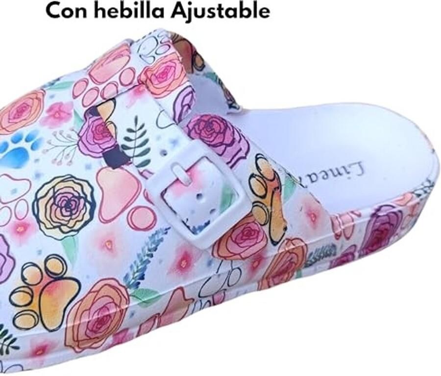 Clogs voor werk en vrije tijd Wit met bloe