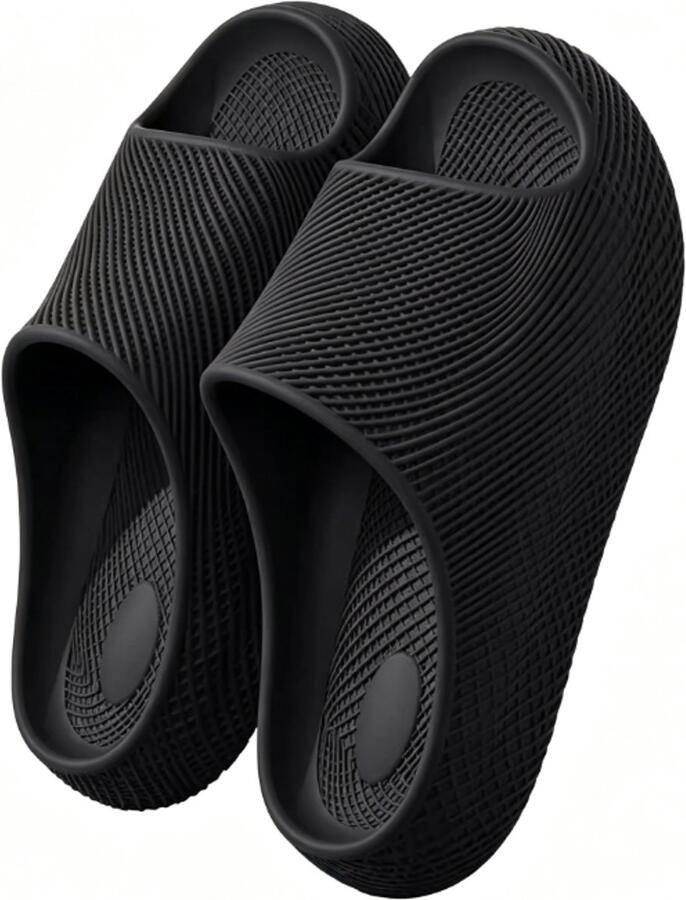 Cloud Slides voor en heren-comfortabele pantoffels- doucheschoenen- antislip- lichtgewicht zomersandalen voor binnen en buiten strand kamer tuin zwembad sportschool Zwart