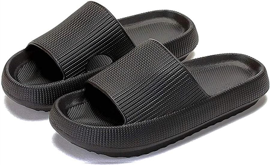 Cloud Slippers Ergonomische Badkamerpantoffels Massage Zool Antislip Douche Slippers Voor & Zwart 1 Paar